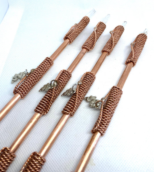 4 Triple Acuvac healing wands - copper wand crystal reiki