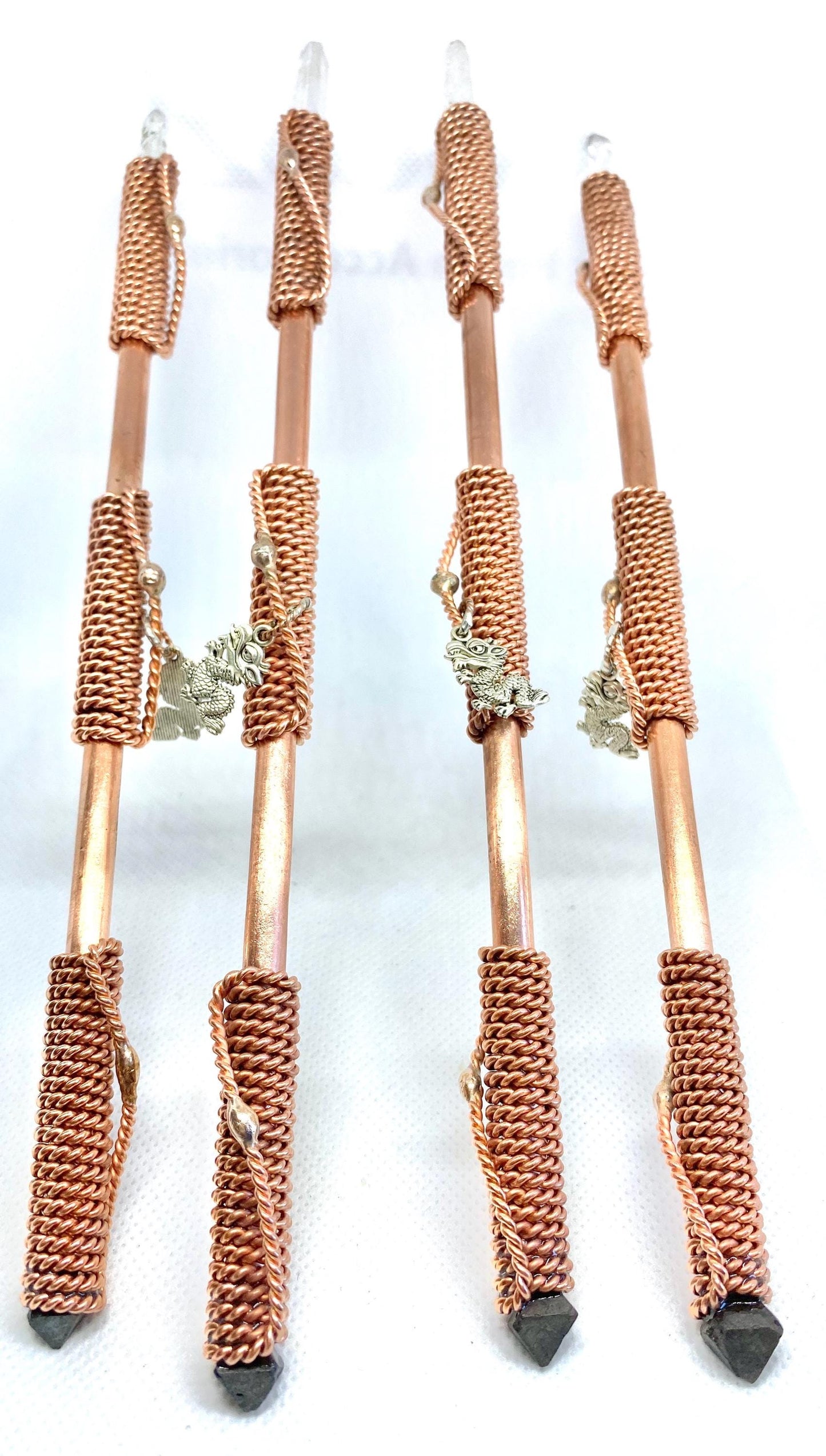 Triple Acuvac healing wand - copper wand crystal reiki