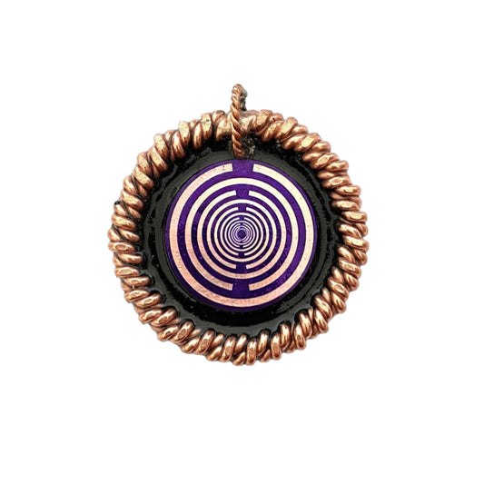 purple and gold disc MWO Tensor Pendant, tensors rings