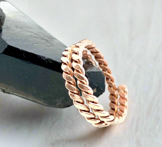 copper silver ends ring