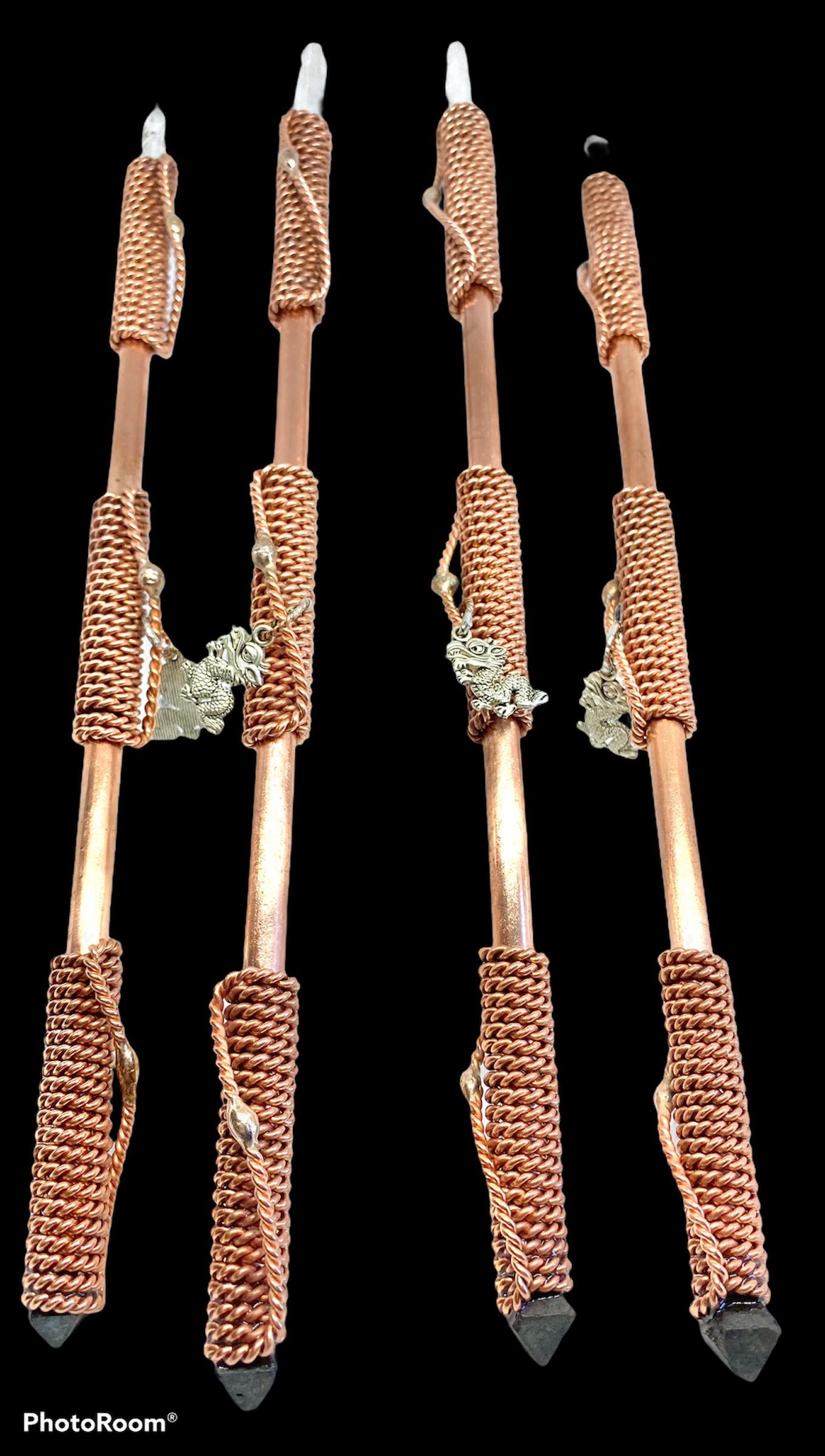 Triple Acuvac healing wand - copper wand crystal reiki
