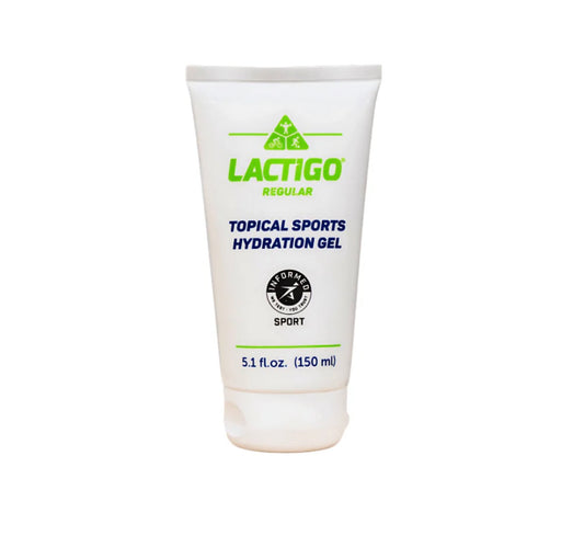 Lactigo topical sports hydration gel tube on a white background
