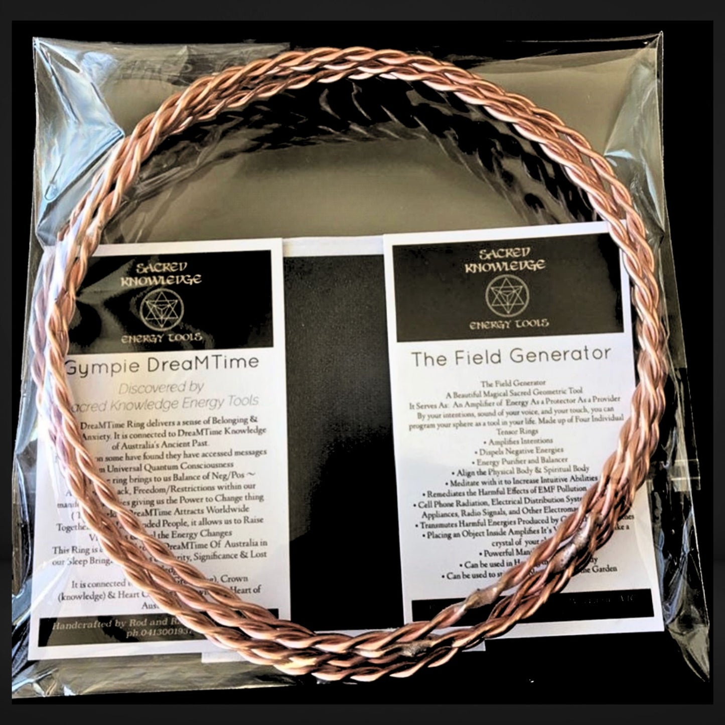 Gympie DreaMTime 5G protection Field Generator 1/2 cubit healing ring