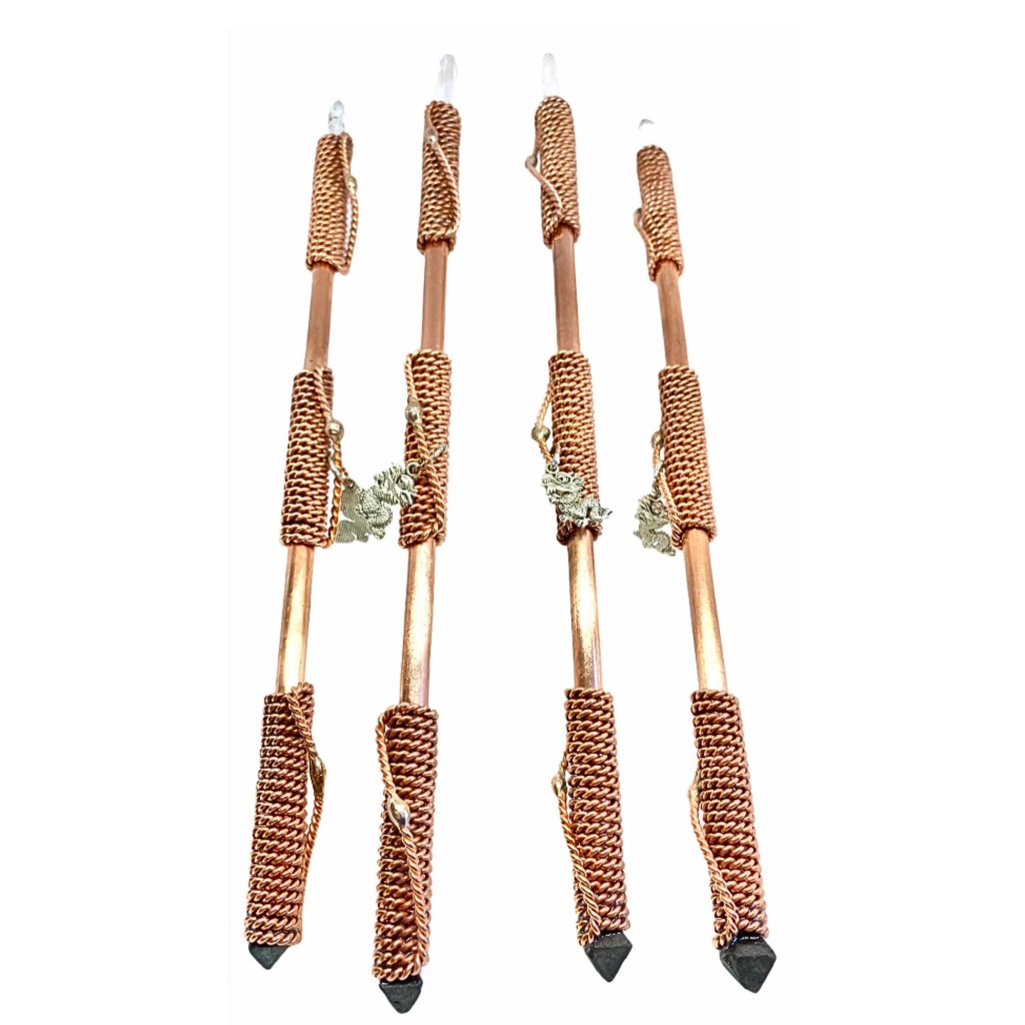 Triple Acuvac healing wand - copper wand crystal reiki
