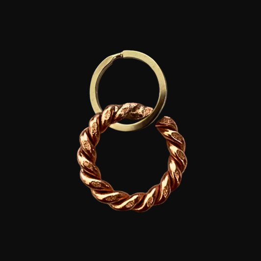 copper EMF twisted ring on a black background