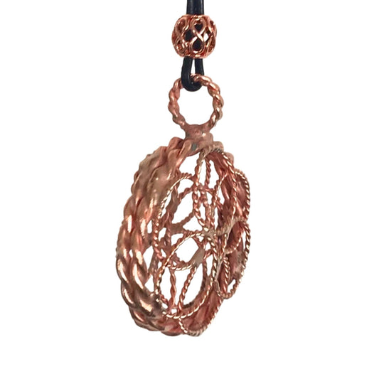 Copper pendant necklace on a white background