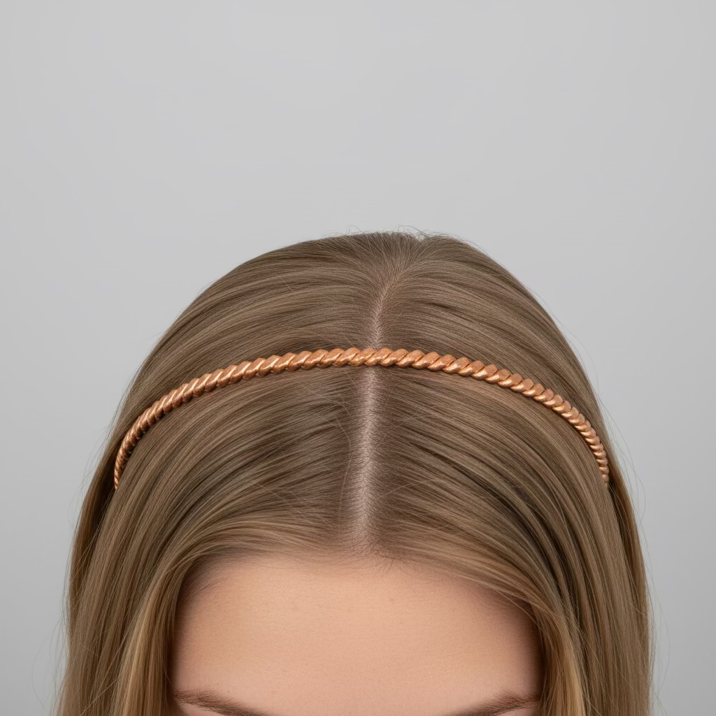 Person wearing an orange headband with a blurred background